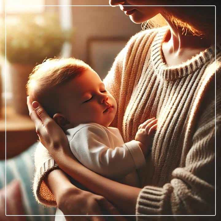 Child sleeping in mother's arms